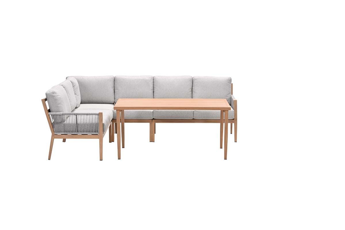 Garden Impressions Sardinia lounge-dining set 5dlg.zand rope, light teak look frame