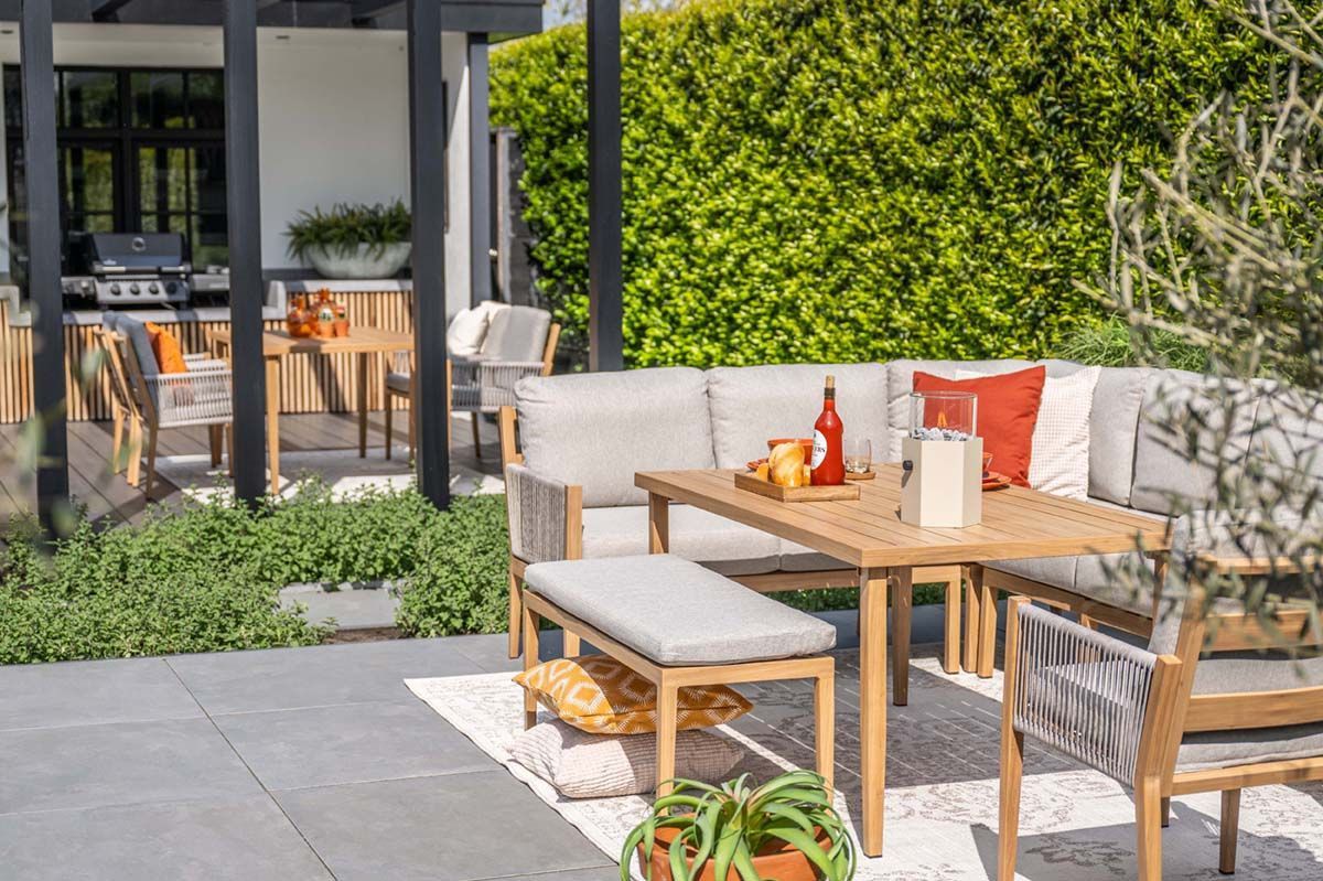Garden Impressions lounge-dining set 5dlg.zand rope, light teak look frame