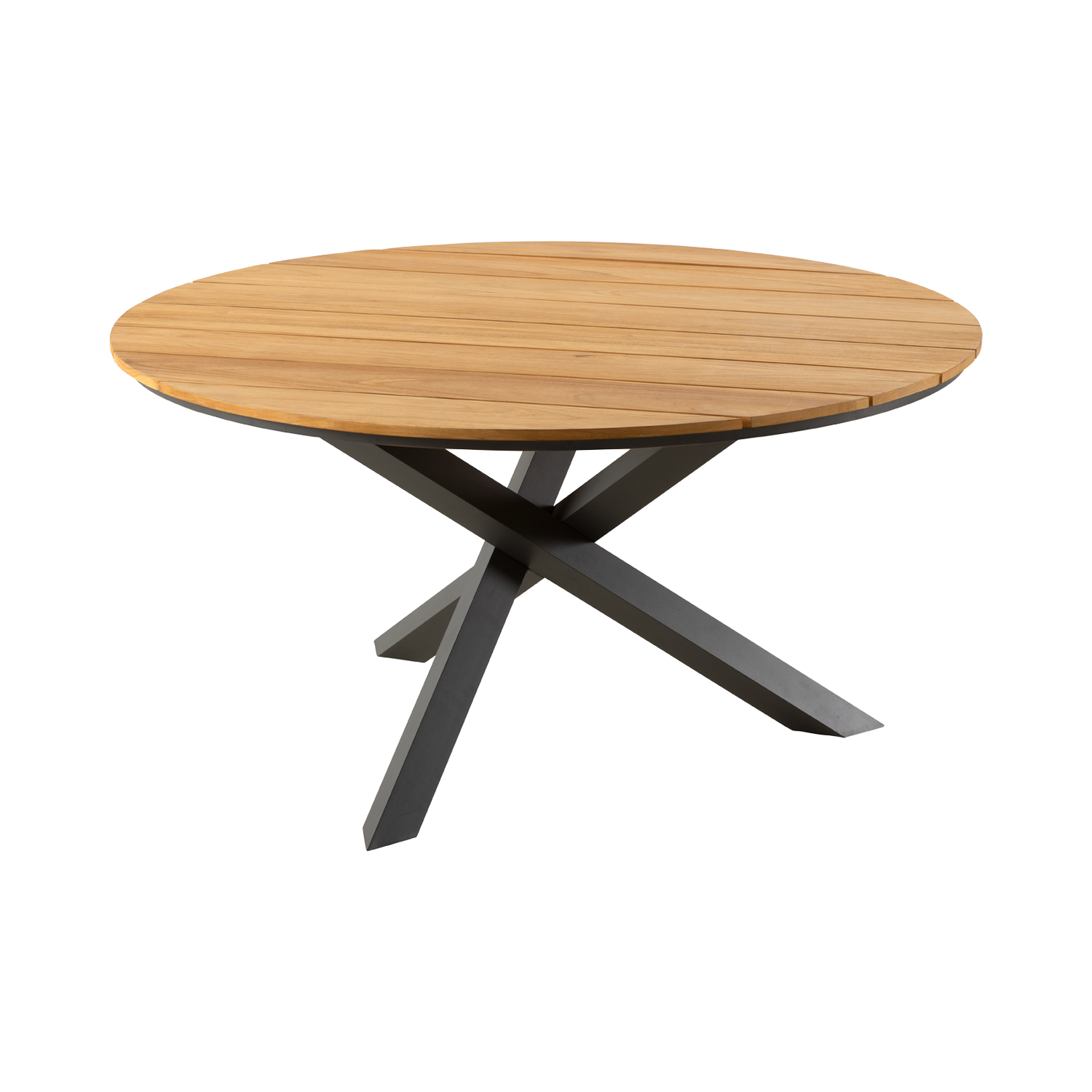 Callisto Salerno eettafel Ø150cm teak blad aluminium onderstel