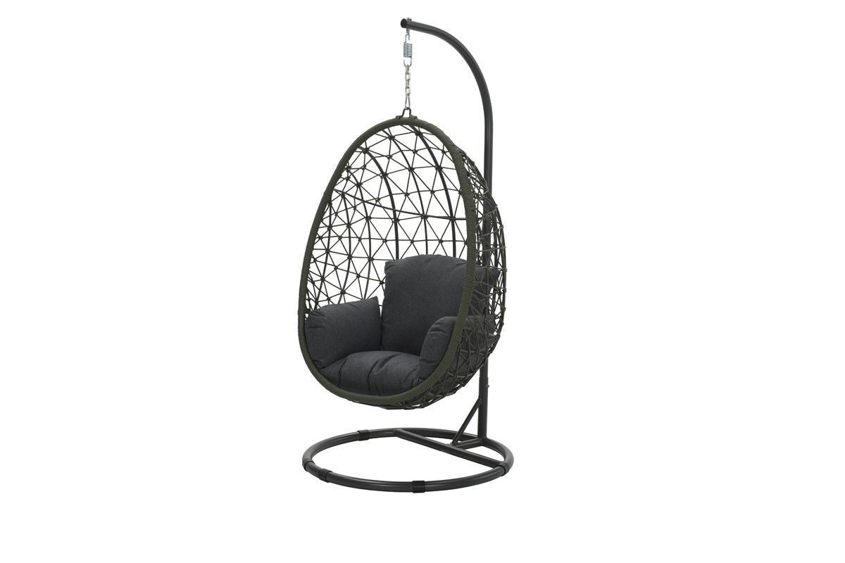 Garden Impressions Panama hangstoel eivorm mosgroen rope, carbom black frame
