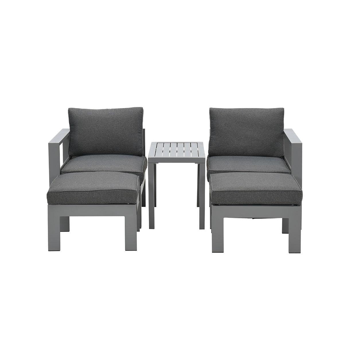 Garden Impressions Bolsena balkonset 5-delig artic grijs frame reflex zwarte kussens