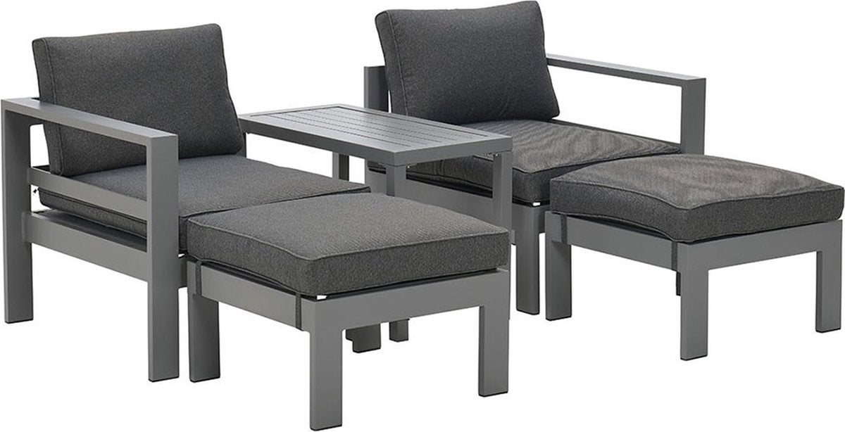 Garden Impressions Bolsena balkonset 5-delig artic grijs frame reflex zwarte kussens