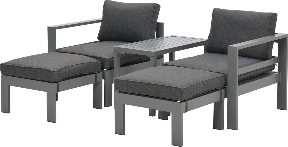 Garden Impressions Bolsena balkonset 5-delig artic grijs frame reflex zwarte kussens