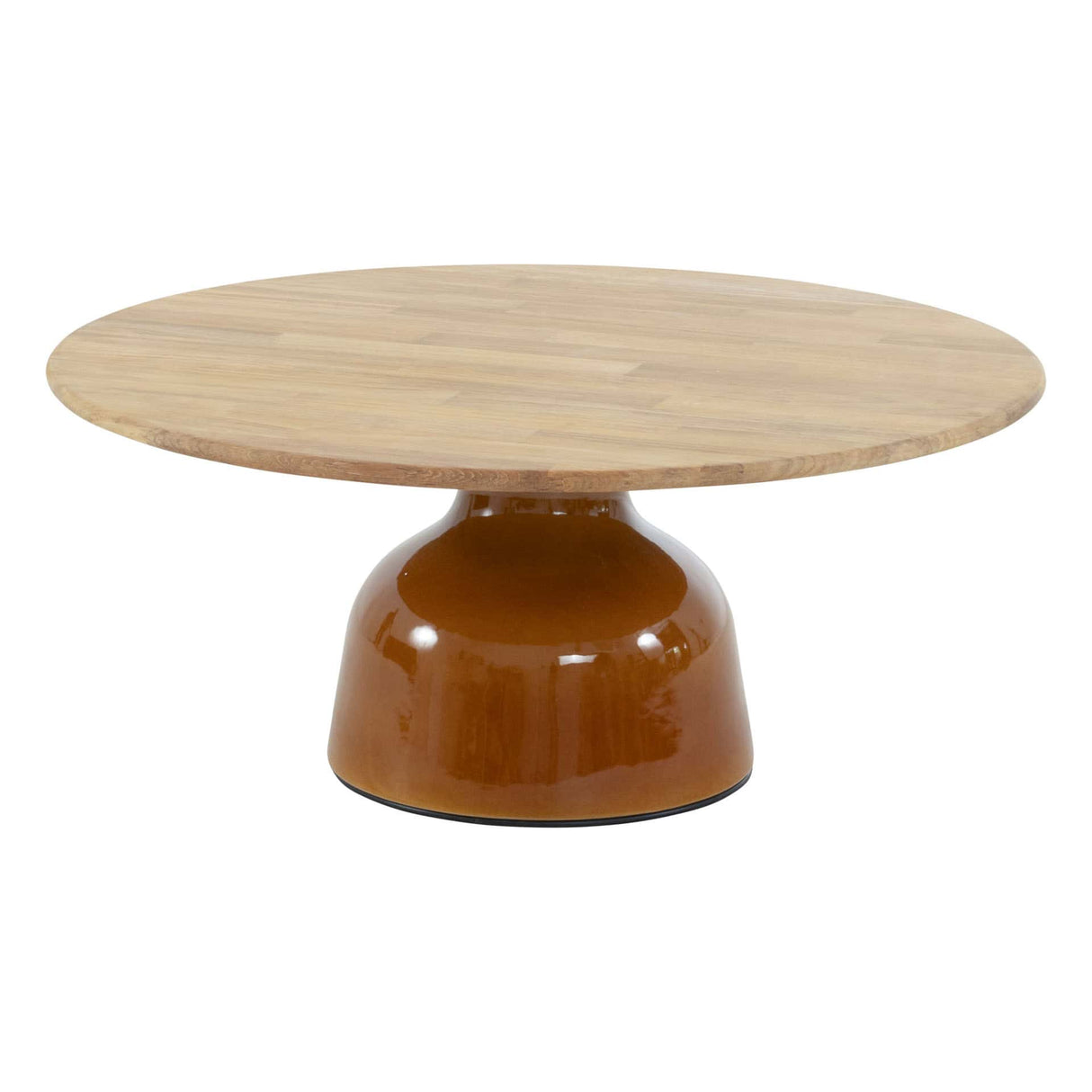 4 Seasons Outdoor June salontafel caramel met teak tafelblad 80 cm Ø (H 35)