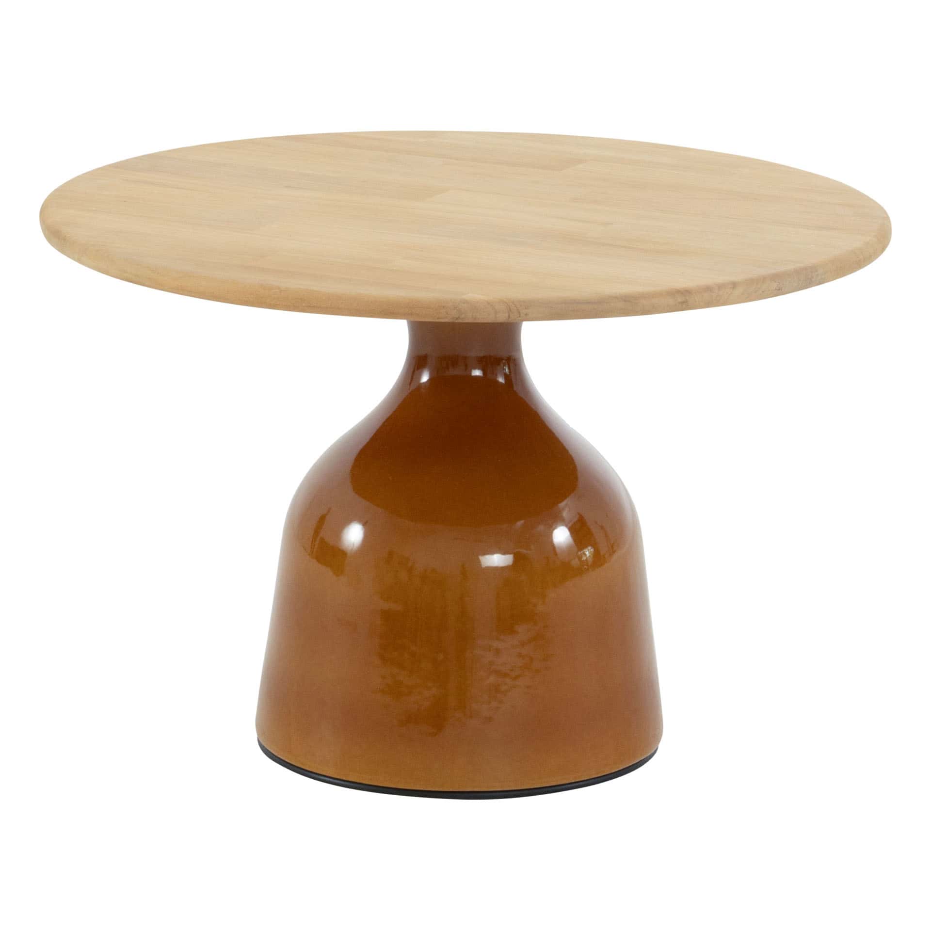 4 Seasons Outdoor June salontafel caramel met teak tafelblad 60 cm Ø (H 40)