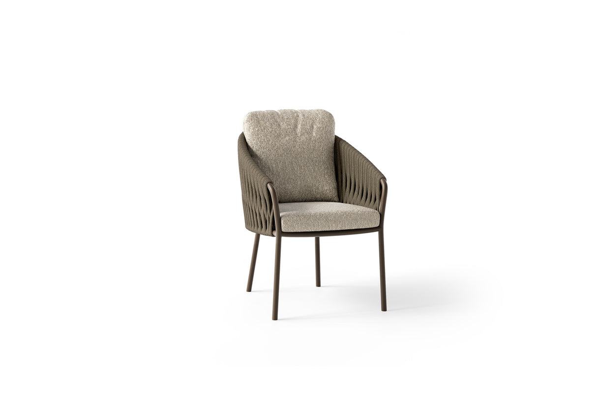 Suns Nappa dining chair Bronze | Clouded rope | Pebble desert bouclé