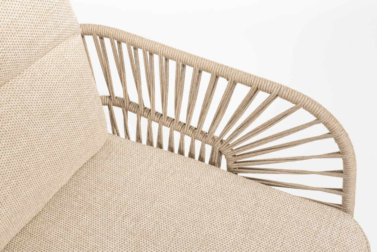 4 Seasons Outdoor Murcia dining latte + Montana tafel barrel keramiek terrazzo 240 cm teak onderstel