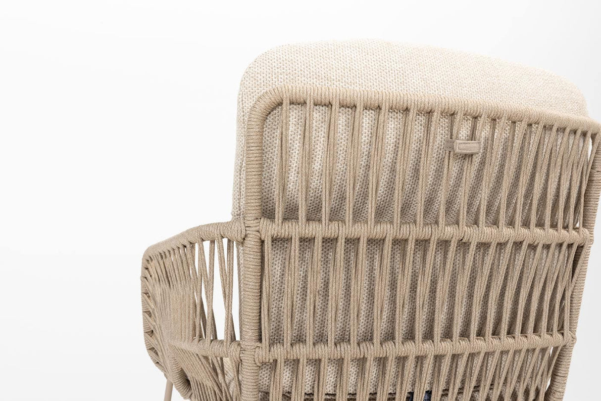 4 Seasons Outdoor Murcia dining latte + Montana tafel barrel keramiek terrazzo 240 cm teak onderstel