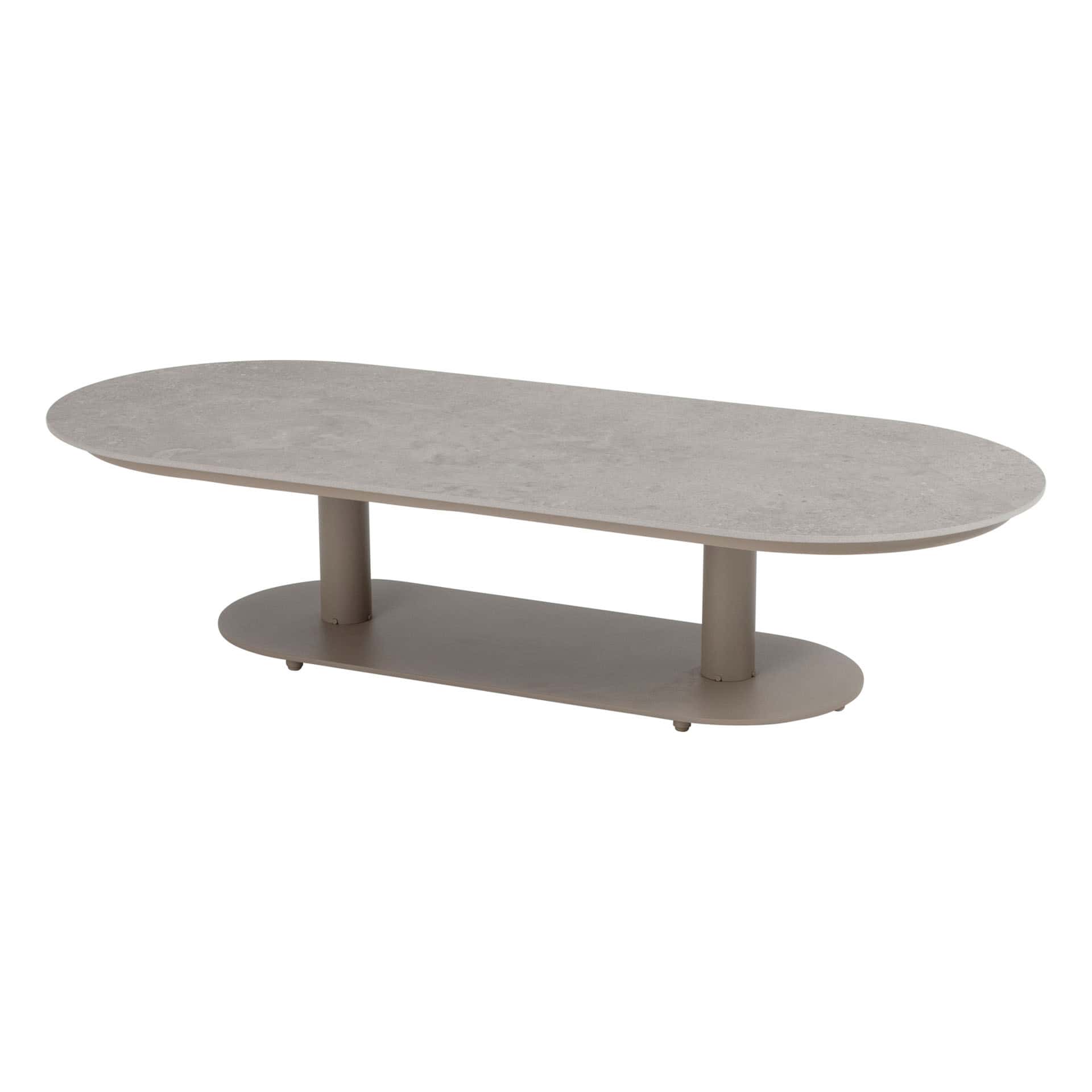 4 Seasons Outdoor Boaz ovale salontafel latte met keramisch tafelblad, 150 x 65 cm (H 35)