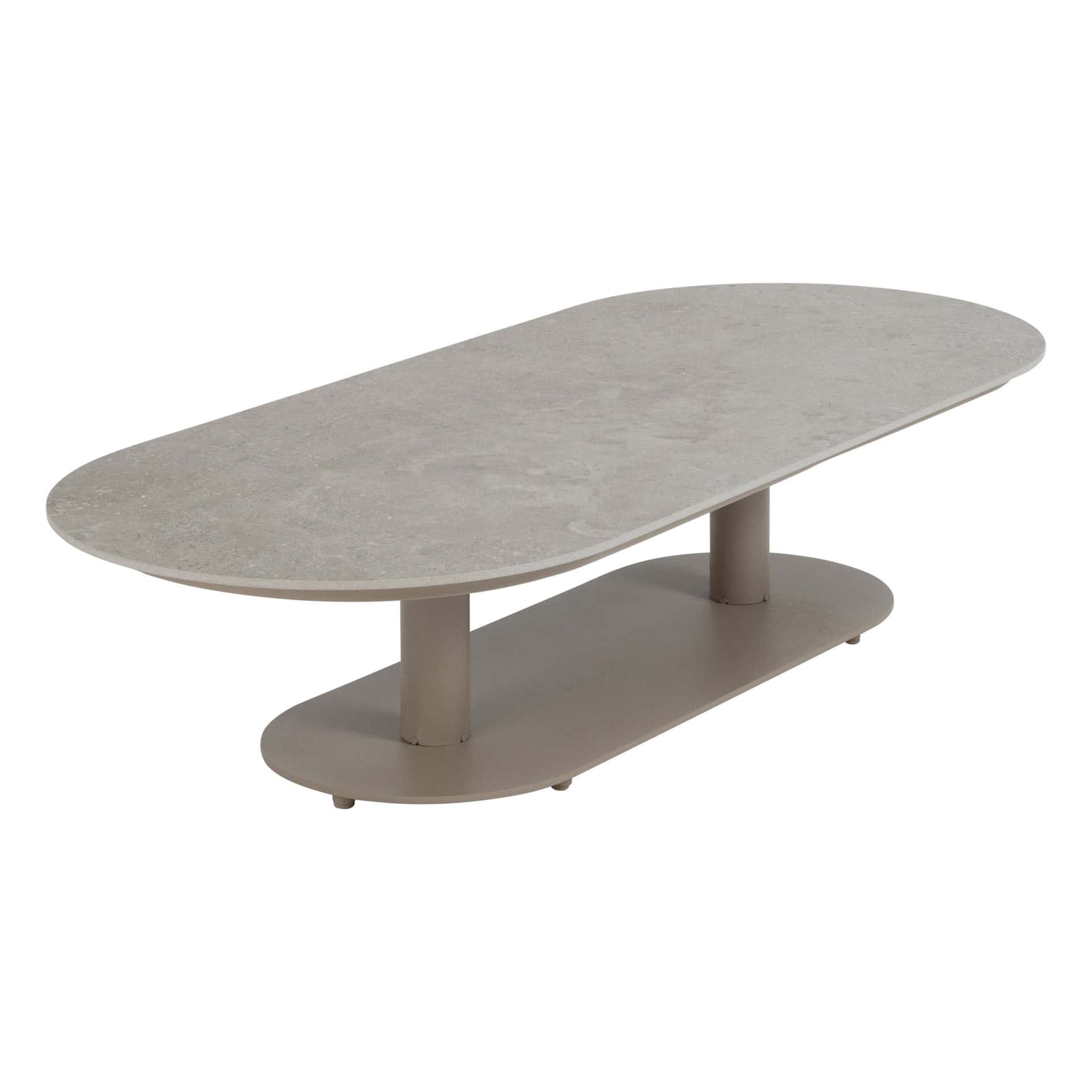 4 Seasons Outdoor Boaz ovale salontafel latte met keramisch tafelblad, 150 x 65 cm (H 35)