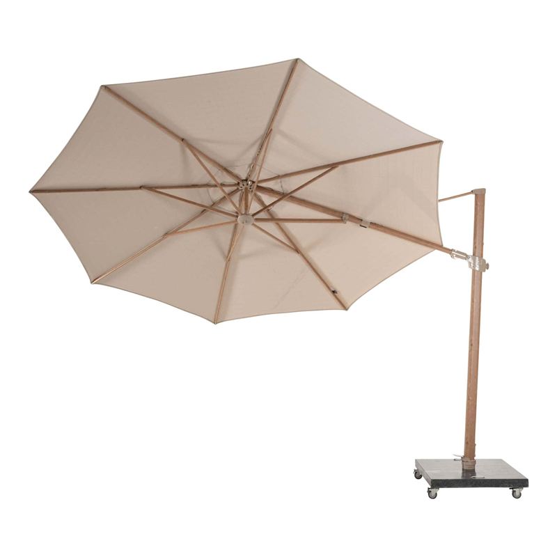 4 Seasons Outdoor Siesta Premium Ø350cm zand met houtlook frame