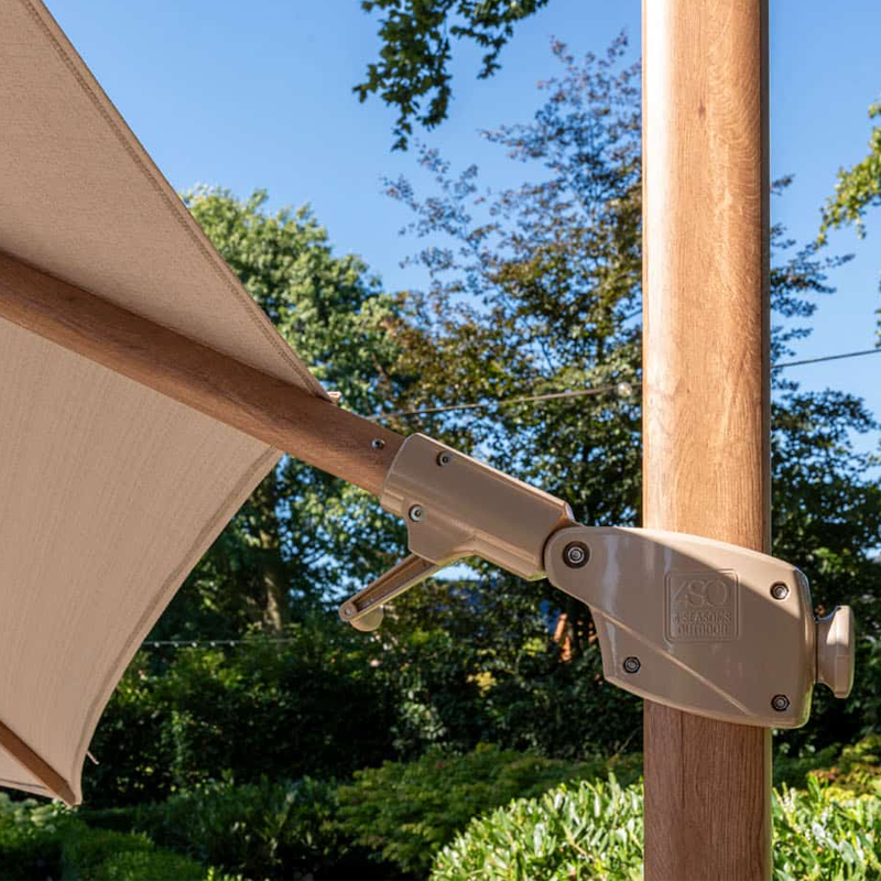 4 Seasons Outdoor Siesta Premium Ø350cm zand met houtlook frame