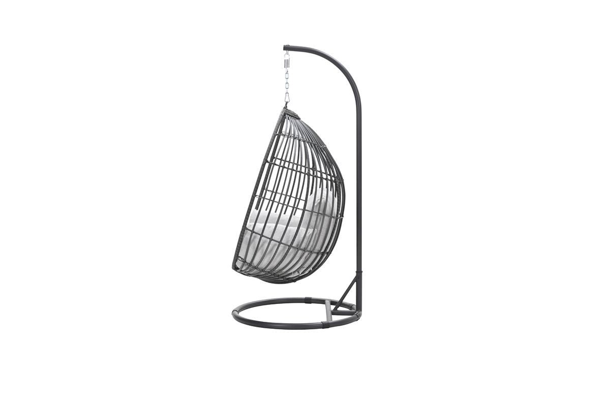 Garden Impressions Panama hangstoel eivorm grey wicker, carbon black frame