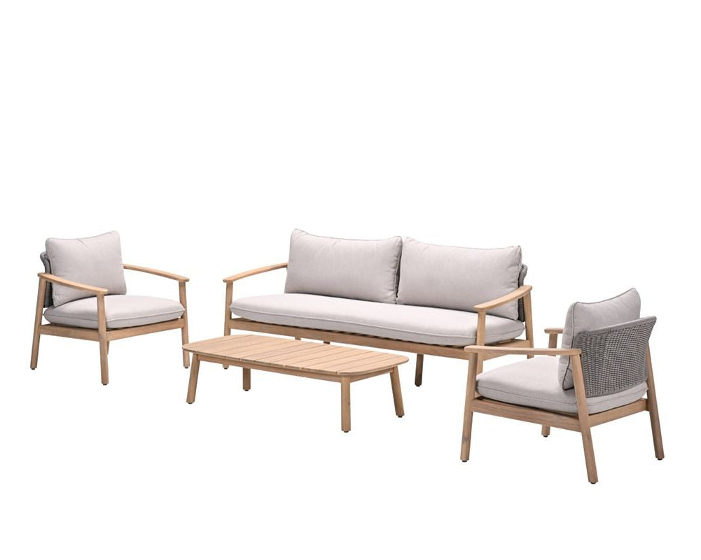 Garden Impressions Eclipse loungeset 4 dlg. acasia white wash-rope taupe/grey sand