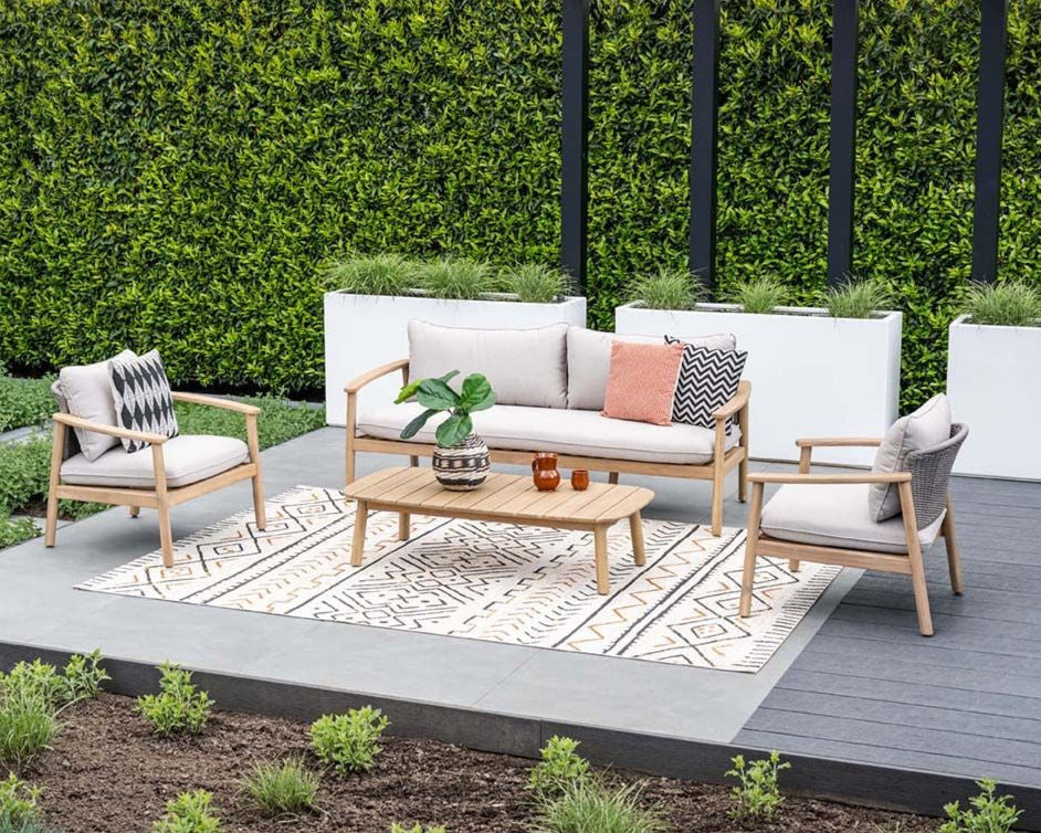 Garden Impressions Eclipse loungeset 4 dlg. acasia white wash-rope taupe/grey sand