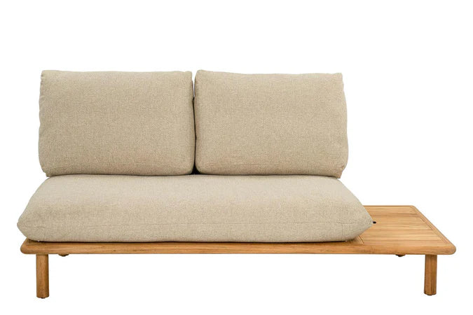 Applebee Sling sofa-left 175, teak natural, belt Ecru, Bee Wett cushion Cotton Flower
