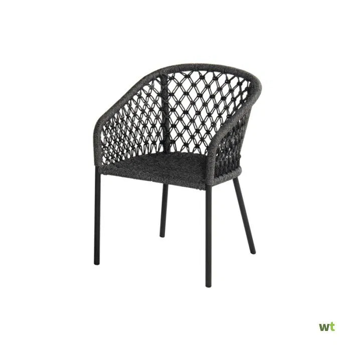 Hartman Hera rope dining stoel antraciet met licht grijze kussen