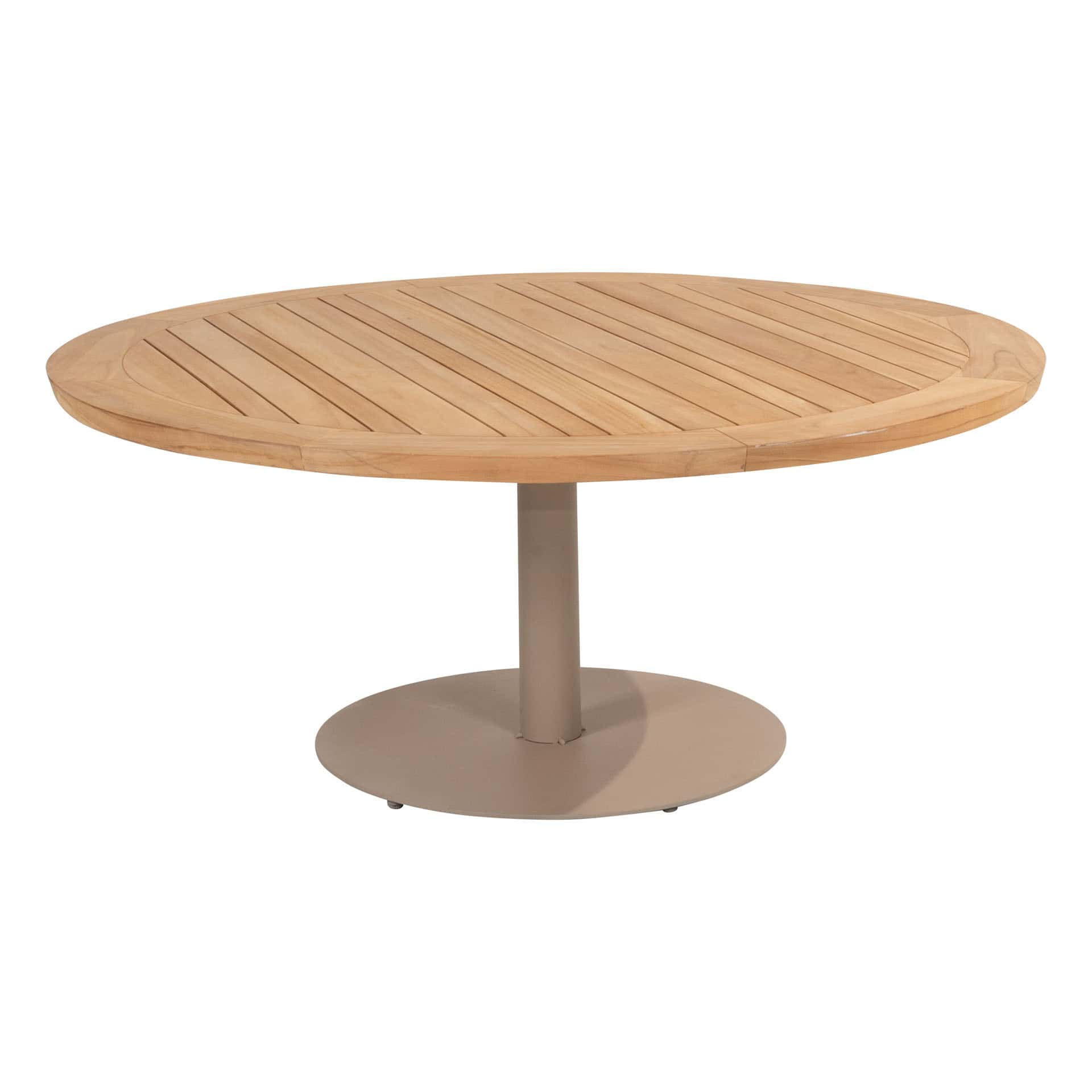 Taste 4SO Saba low dining teak tafel 160 Ø cm latte onderstel