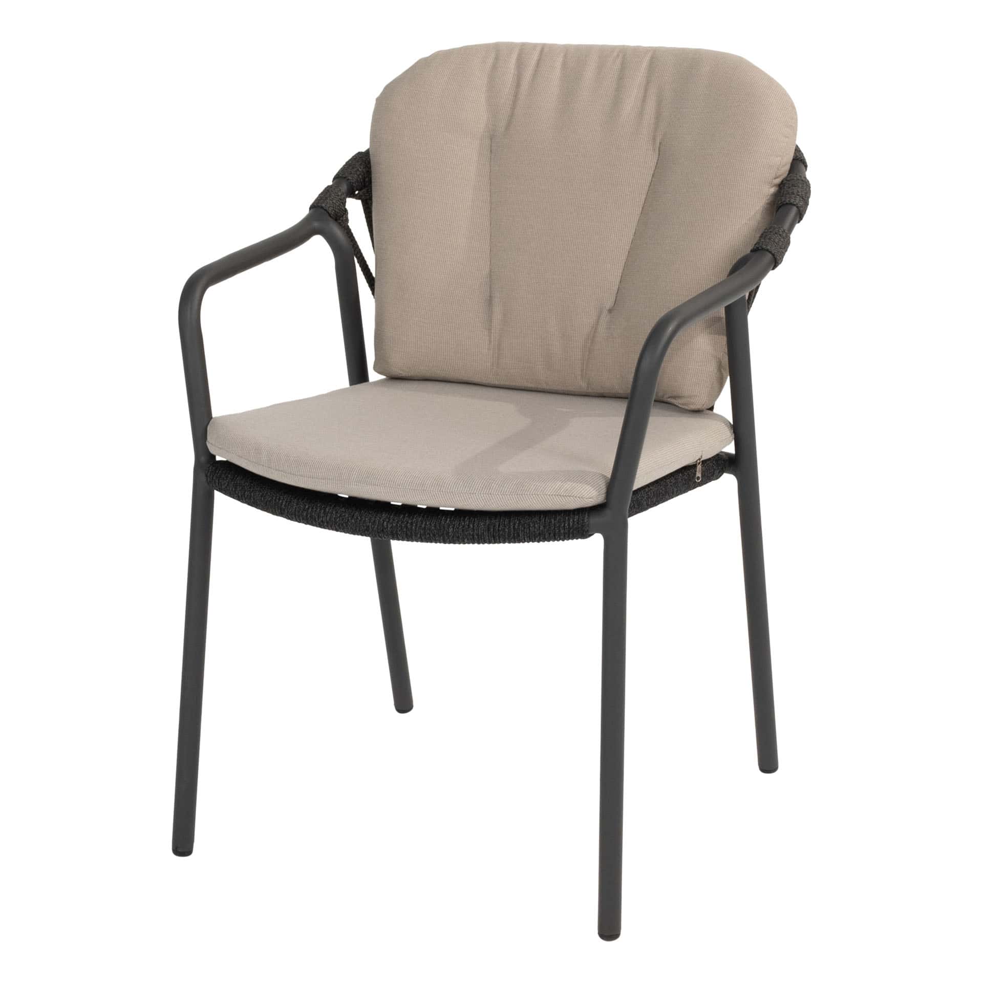 Taste 4SO Manitoba stapelbare dining stoel antraciet incl. 2 kussens