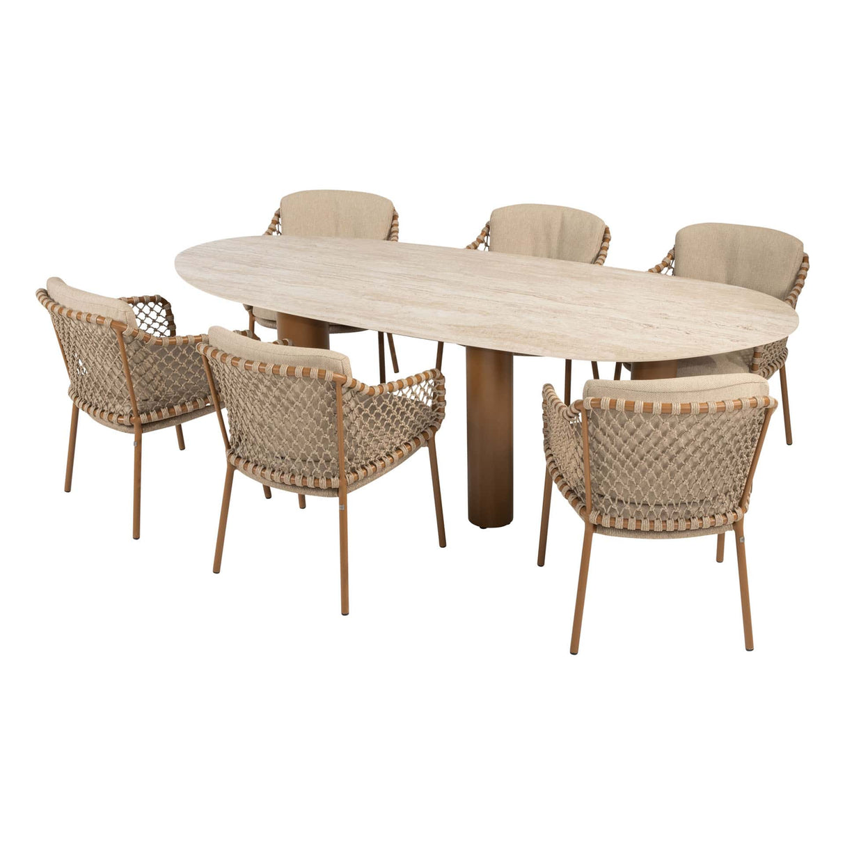 4 Seasons Outdoor Martinique dining set Amber + Taste 4SO Estate mango shape tafel