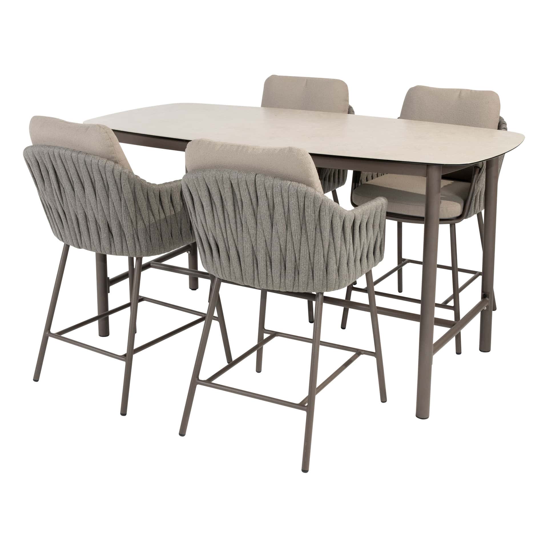 Taste 4SO Cannes high dining + Manolo tafel met geprint keramiek tafelblad 180×95 cm terre