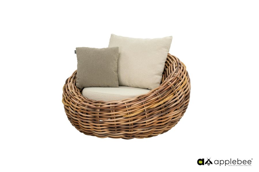 Apple Bee Cocoon lounge stoel 130cm Mocca-Boucle Creme