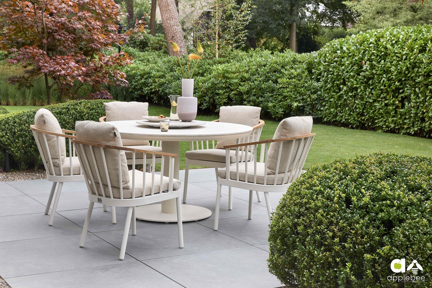 Apple Bee Melville dining tafel Ø140cm Sintered Stone - Oyster