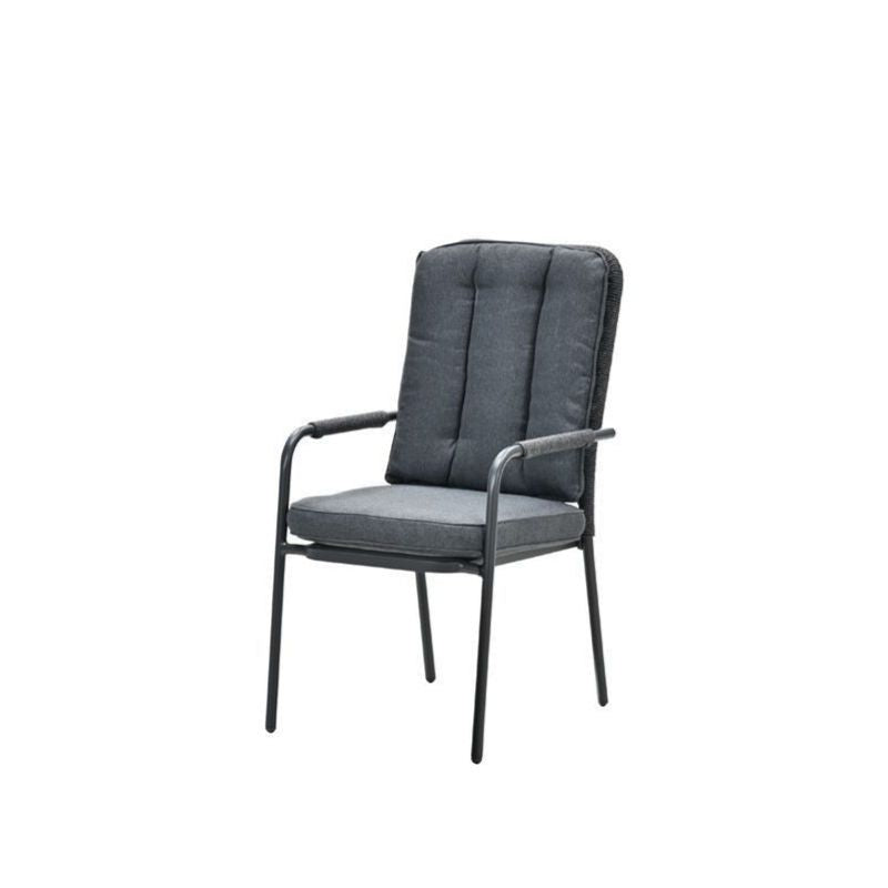 Garden Impressions Venice dining fauteuil, rope donker grijs, zwart frame