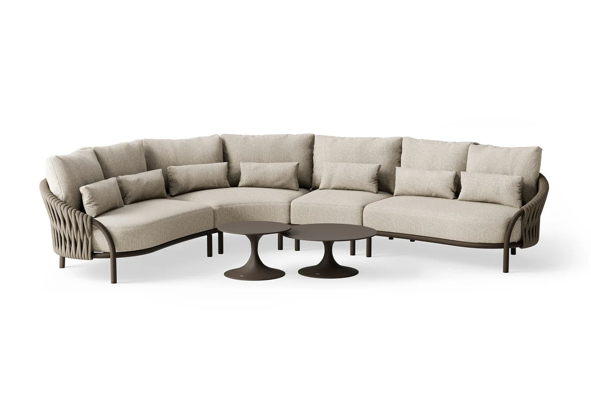 Suns Feroli loungeset Bronze met Clouded rope en Pebble desert Bouclé met Nova 80 cm
