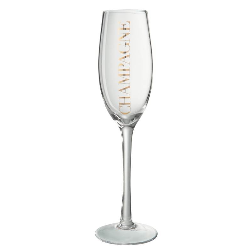 Lifestyle CHAMPAGNEGLAS TRANS/GOUD (7.5x7.5x25.5cm)