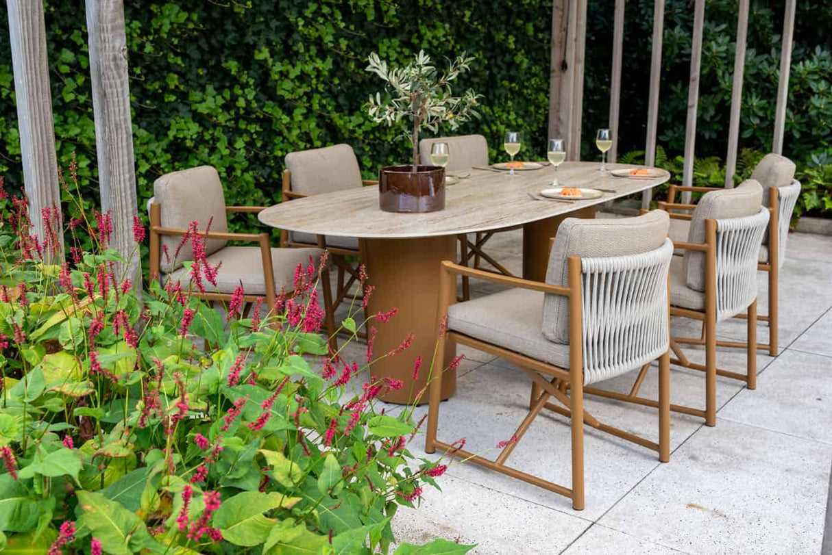 4 Seasons Outdoor Colorado eettafel keramisch travertin blad 240×105 cm