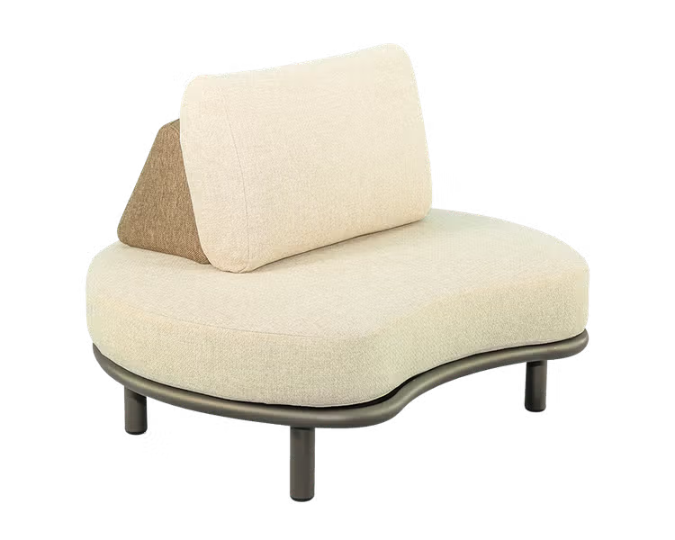 Applebee Moon Island single chair 110, frame alu Bronze, Bee Wett cushion Cotton Flower