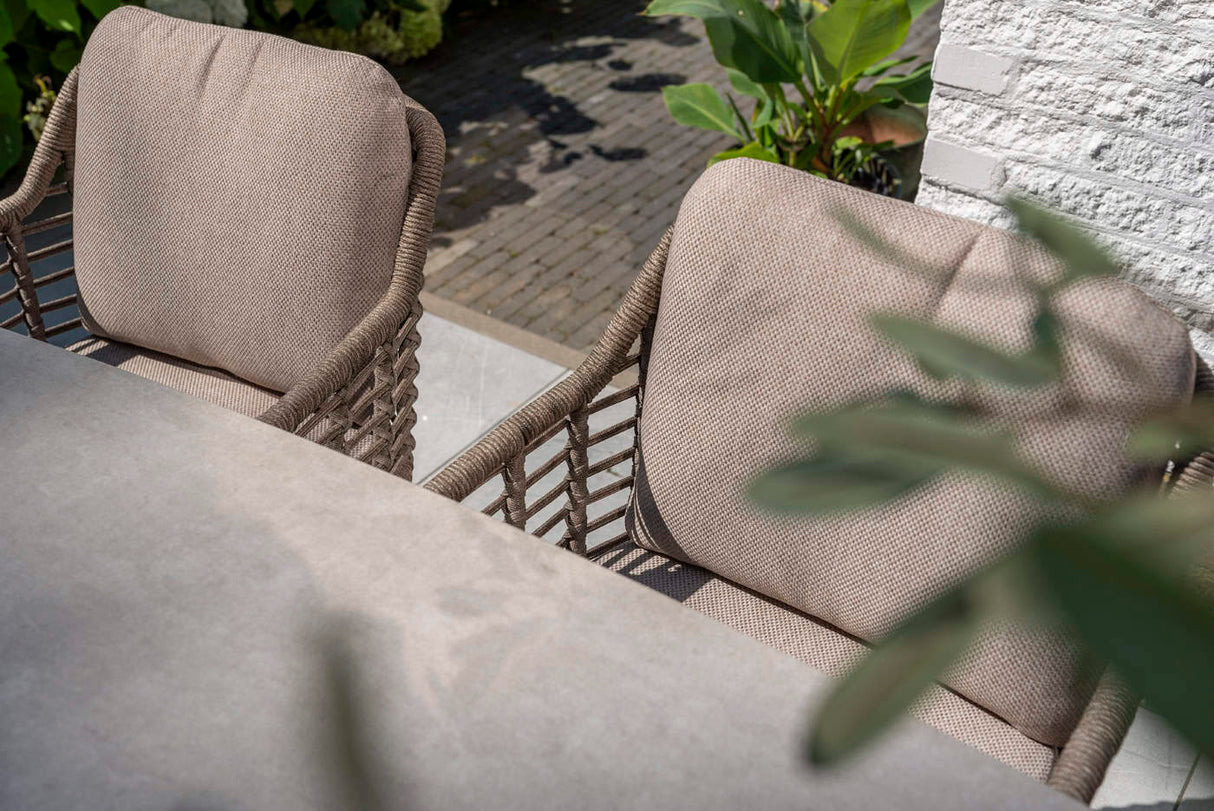 Taste 4SO Puglia dining stoel + Manolo tafel latte met geprint keramiek tafelblad 240 cm