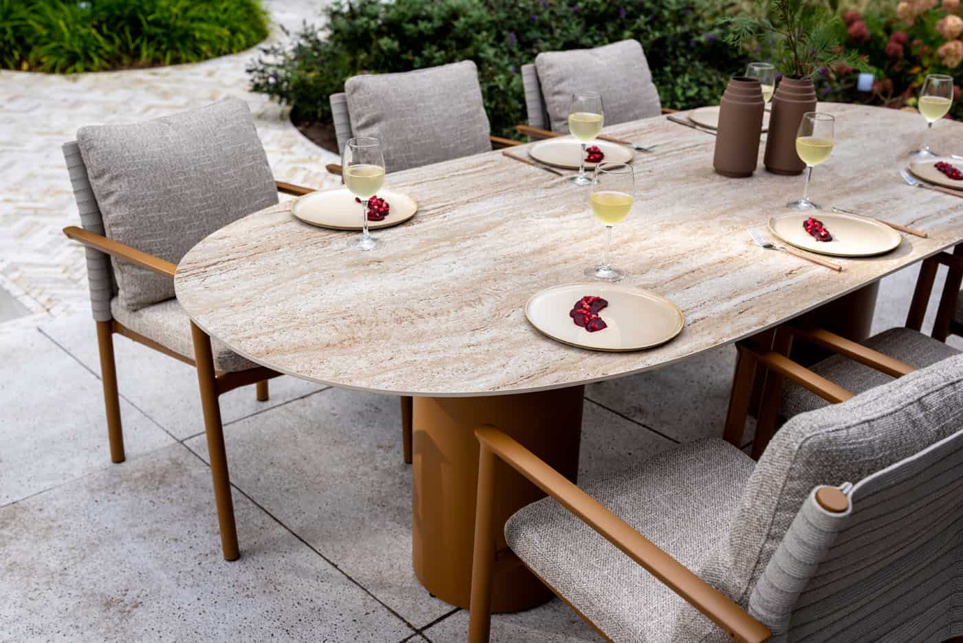 4 Seasons Outdoor Colorado eettafel keramisch travertin blad 240×105 cm