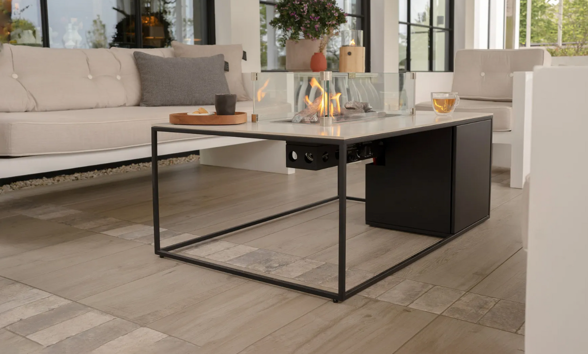 Cosi Cosidesign Line vuurtafel black frame - white marble look blad