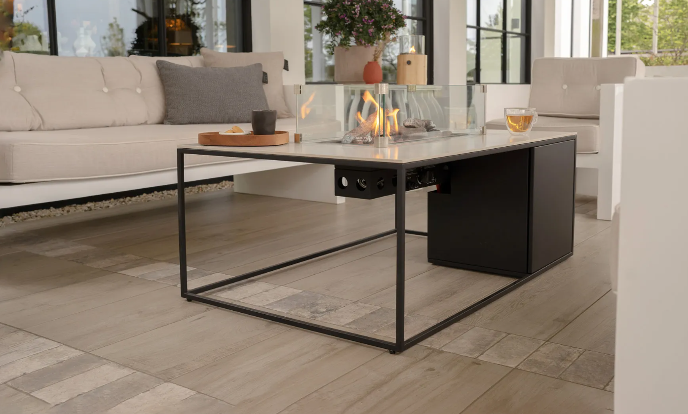 Cosi Cosidesign Line vuurtafel black frame - white marble look blad