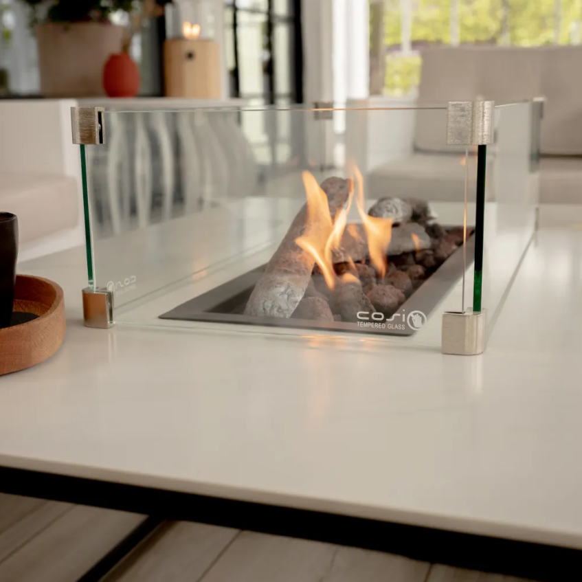 Cosi Cosidesign Line vuurtafel black frame - white marble look blad