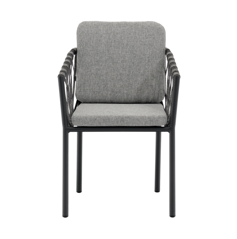 Callisto Leona diningstoel olefin touw grijs kussen