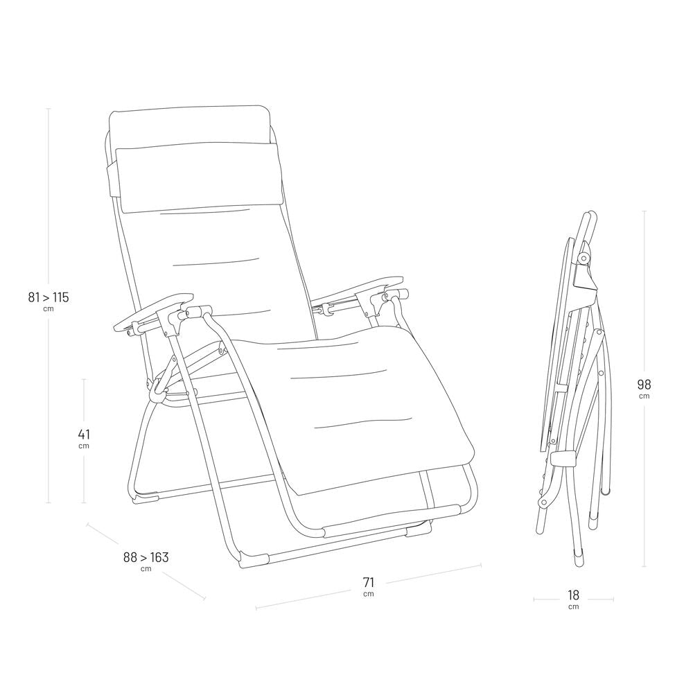 Lafuma Futura gepolsterde BeComfort Zero-Gravity Relaxstoel dark grey