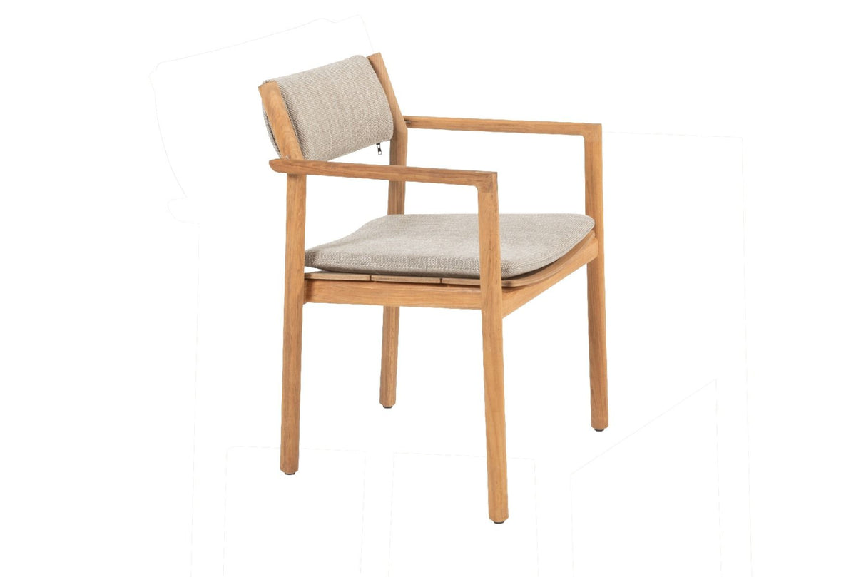 4 Seasons Outdoor Levi stapelbare dining stoel teak incl. 2 kussens