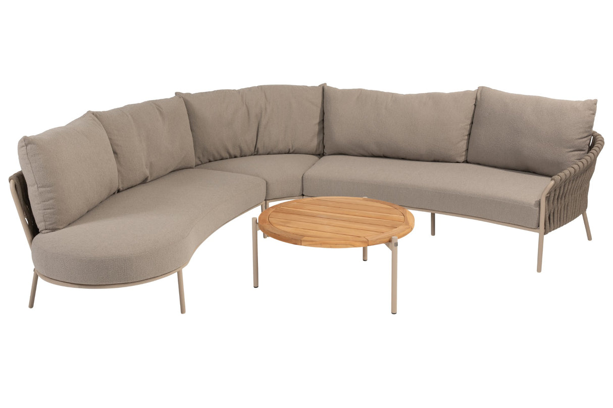 4 Seasons Outdoor Comino hoek loungeset inclusief Yoga 73cm Latte salontafel