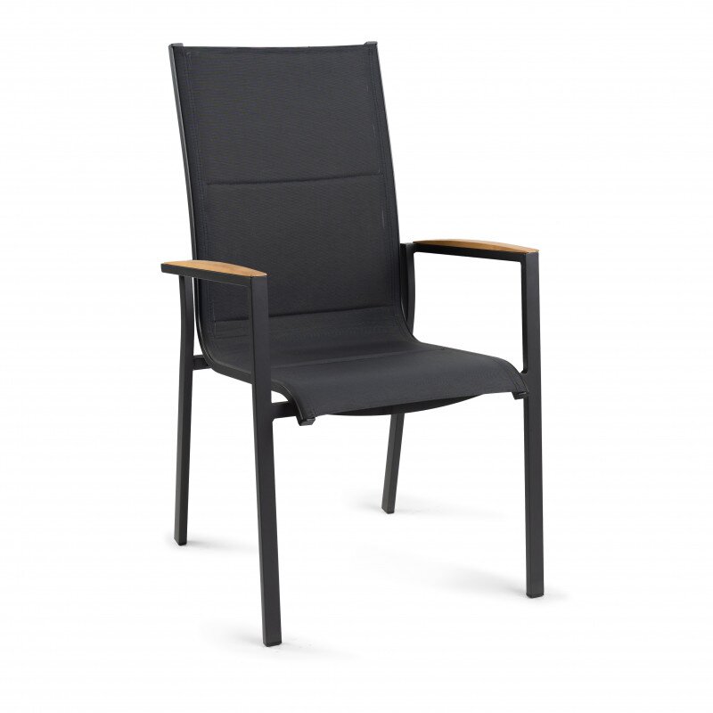 Foxx High Back Teak armlegger Chair Charcoal