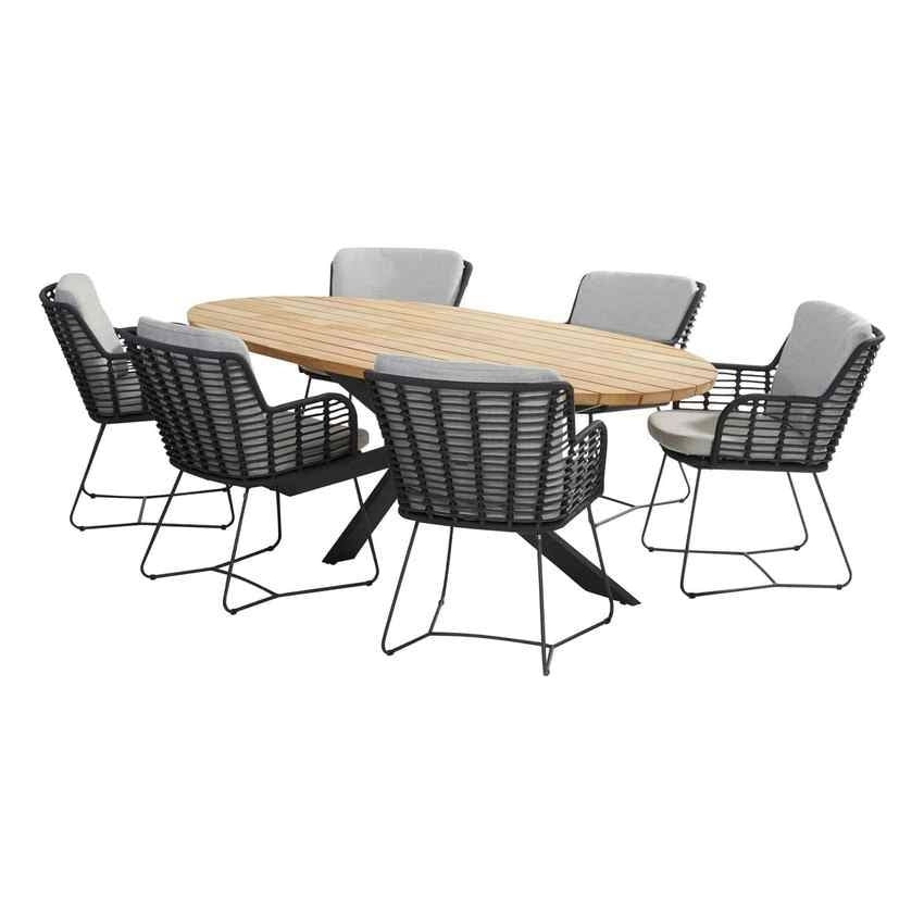 4 Seasons Outdoor 7-delige set Fabrice dining stoel antraciet en Taste Prado 240x115 teakblad