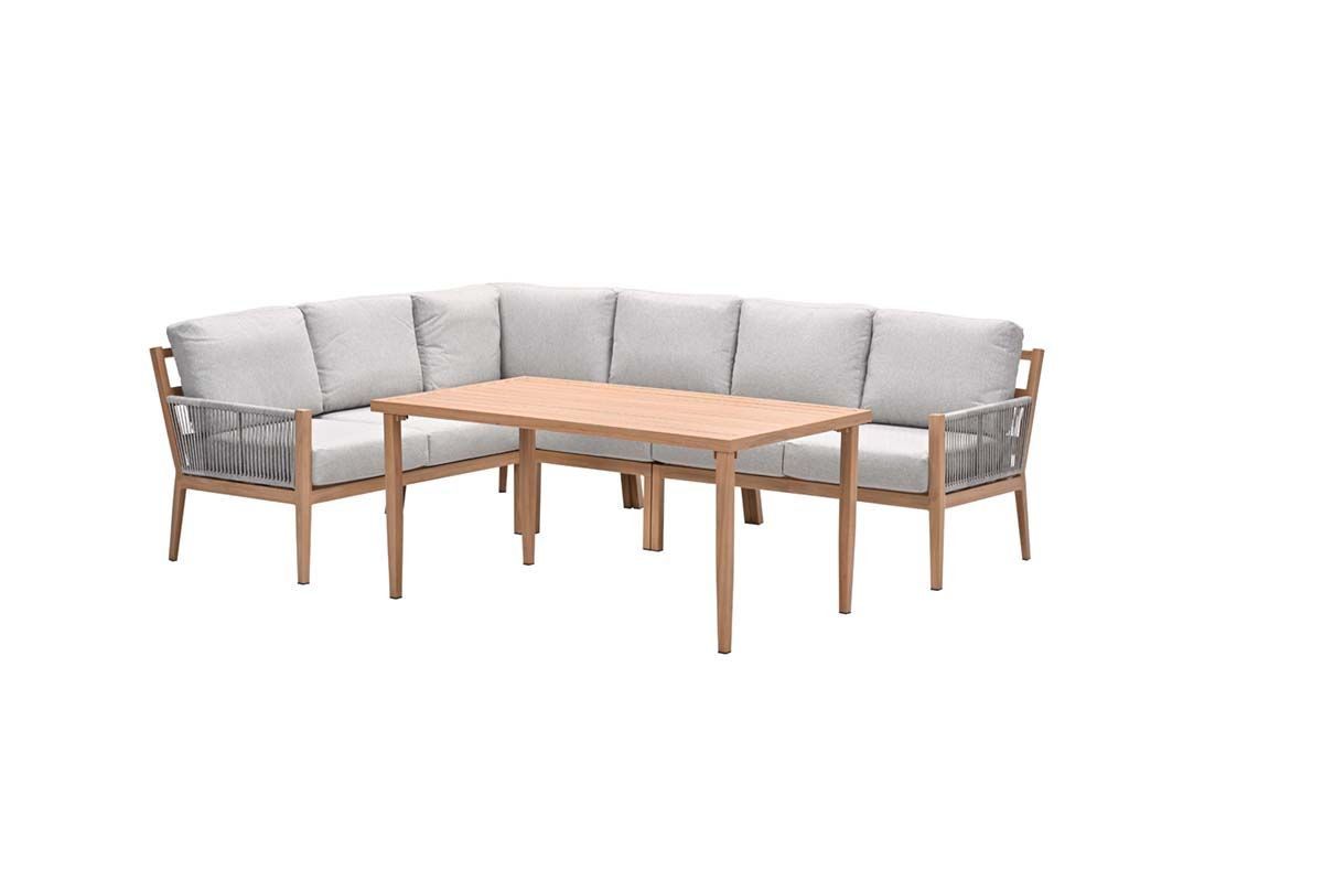 Garden Impressions lounge-dining set 5dlg.zand rope, light teak look frame