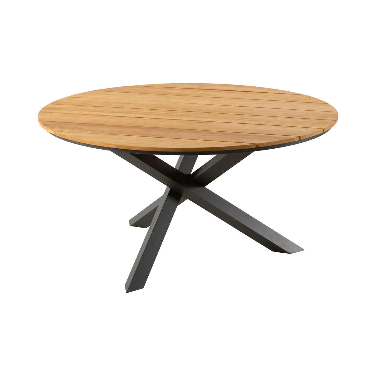 Callisto Salerno eettafel Ø150cm teak blad aluminium onderstel