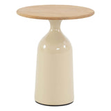 4 Seasons Outdoor June salontafel creme met teak tafelblad 45 cm Ø (H 55)