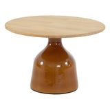 4 Seasons Outdoor June salontafel caramel met teak tafelblad 60 cm Ø (H 40)
