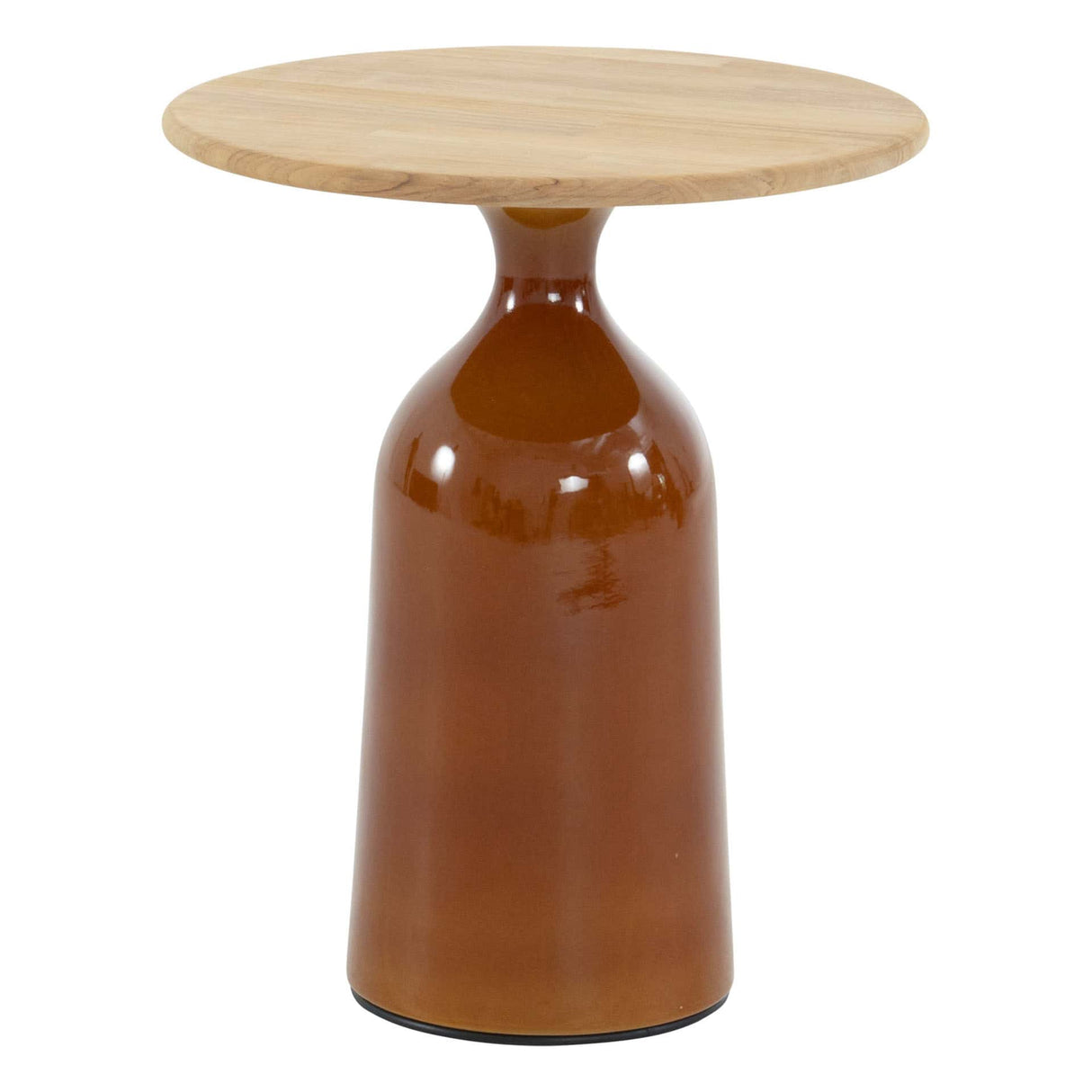 4 Seasons Outdoor June salontafel caramel met teak tafelblad 45 cm Ø (H 55)