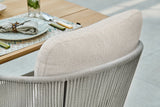 Suns Revello dining stoel Camel sand frame, camel sand rope fishbone weaving met naturel gravel kussens