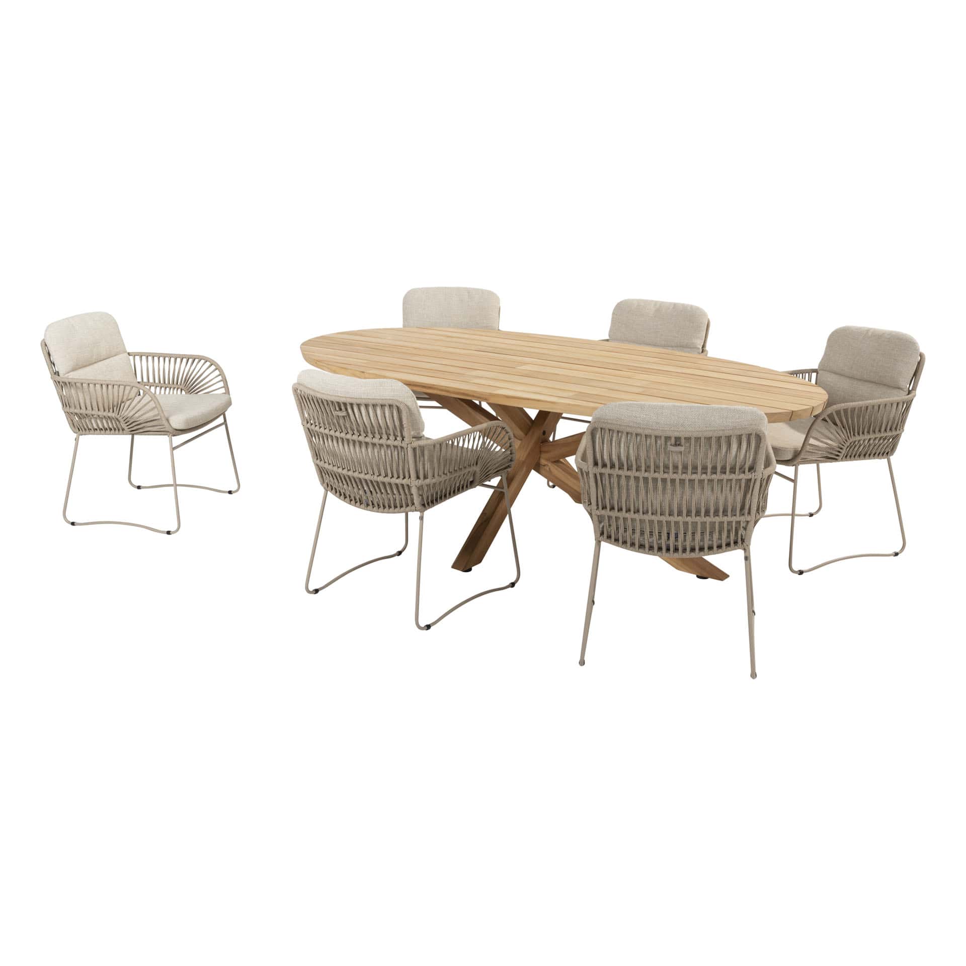 4 Seasons Outdoor Seasons Outdoor Murcia dining latte + Taste 4SO Prado teak tafel ovaal 240 cm